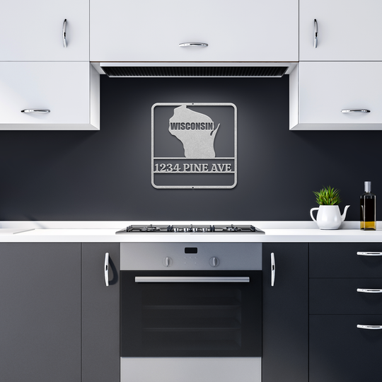 Wisconsin Custom Metal Address Sign - Personalized Outdoor Decor