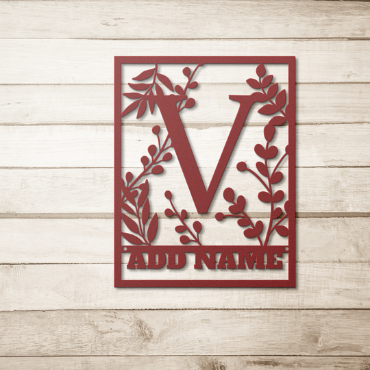 Die-Cut Metal Signs Floral monogram V