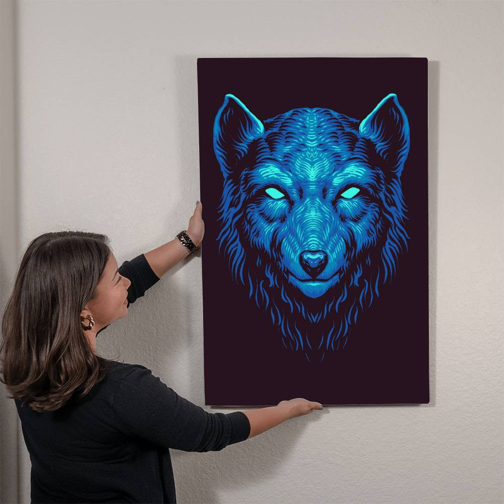 Blue Wolf Vector Style High Gloss Metal Art Print