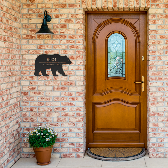 Die-Cut Metal Signs, Personalized Address Sign, Bear Image