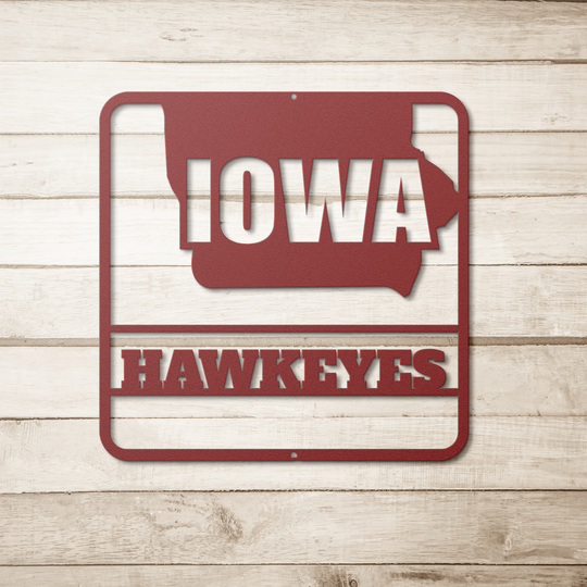 Custom Metal Wall Sign - Indoor Outdoor Decor Iowa map