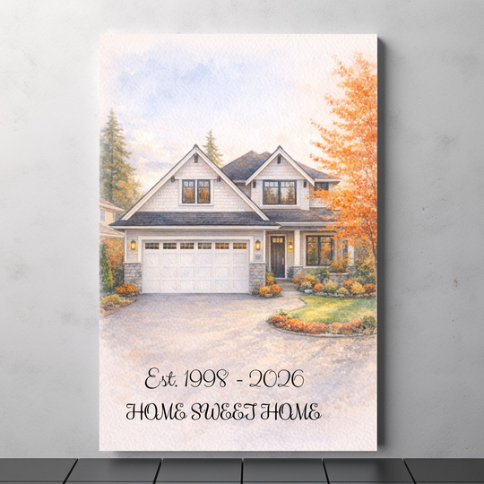 Custom Canvas Art Portrait - Watercolor House Painting
