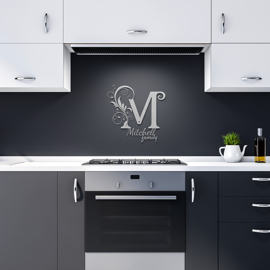M metal monogram Personalized Metal Sign - Family Name Wall Art