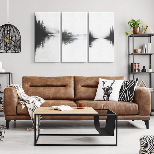 Charcoal Forest Sketch Canvas Set - Tranquil Wall Art Decor