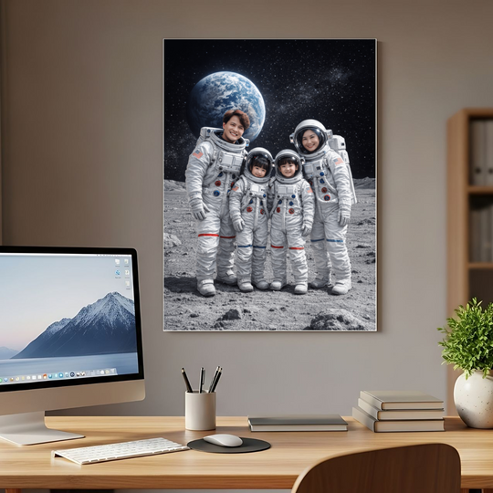 Custom Family Astronaut Portrait Canvas