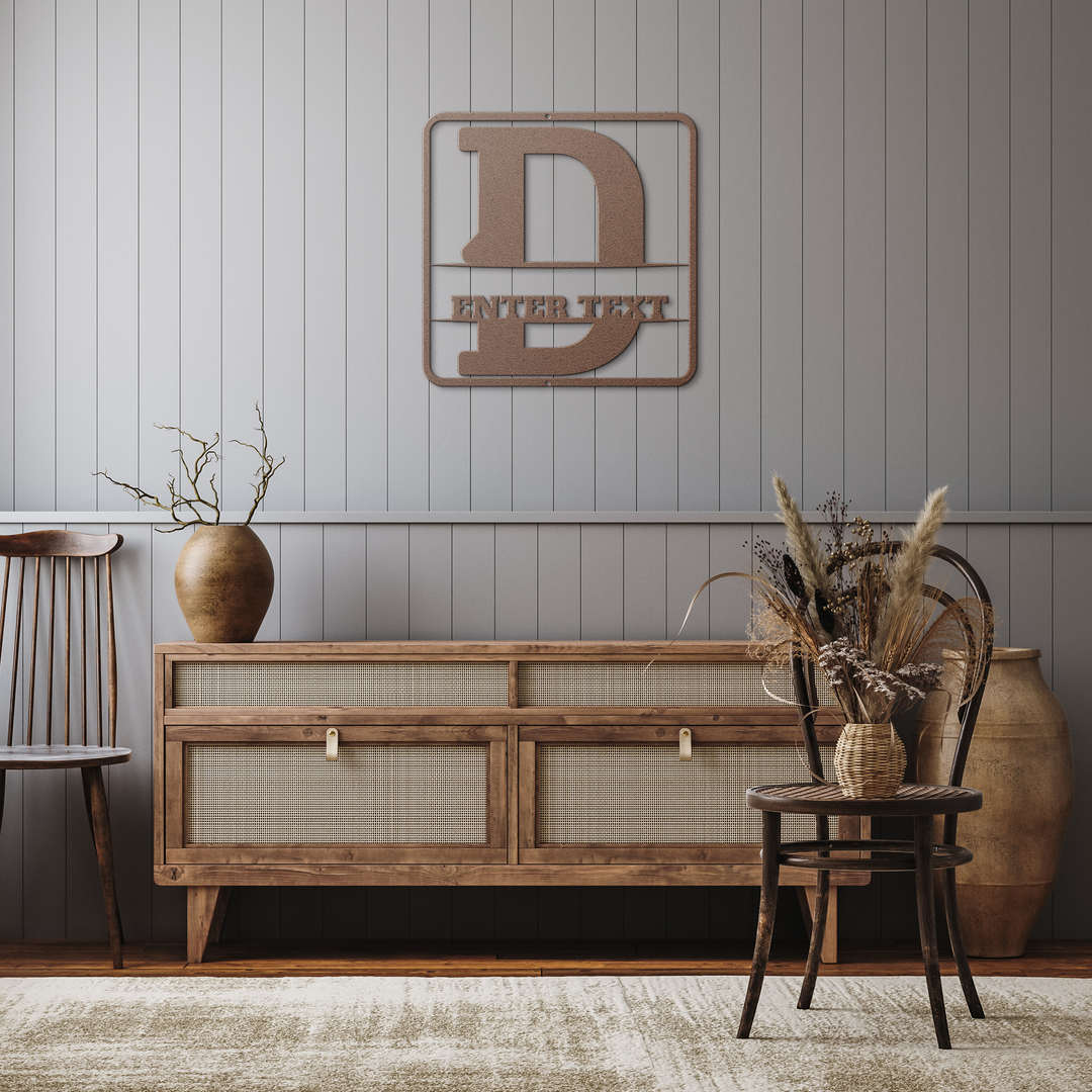 Die-Cut Metal Signs split monogram D