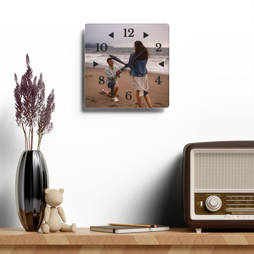 Acrylic Wall Clock custom, Personalized with black clock face