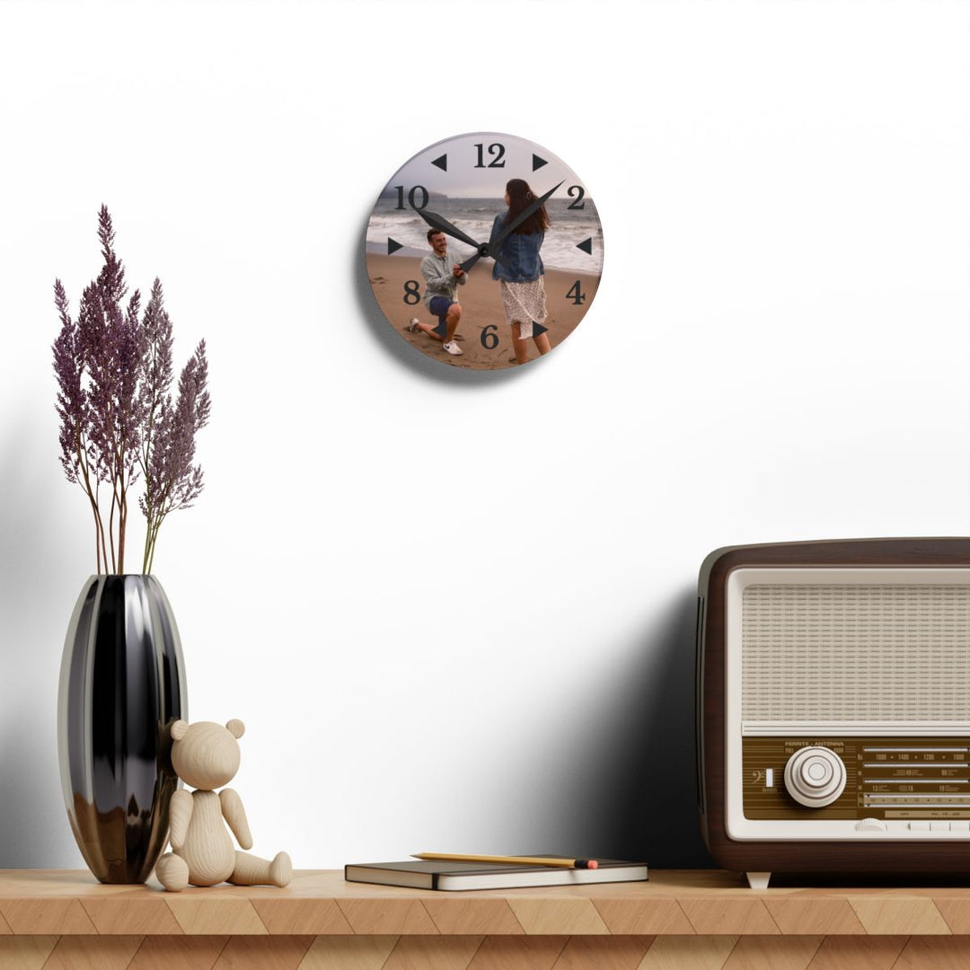 Acrylic Wall Clock custom, Personalized with black clock face