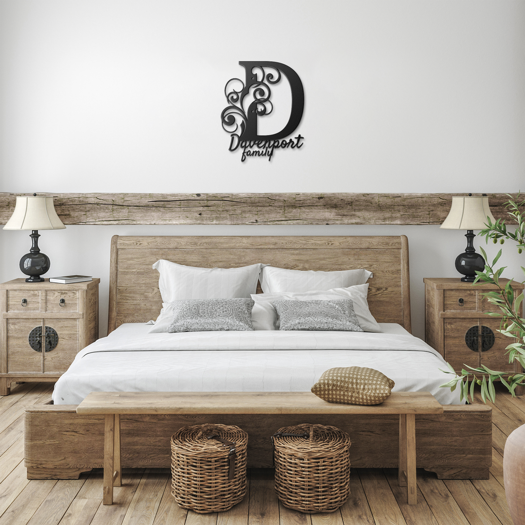 D monogram Personalized Metal Sign - Family Name Wall Art