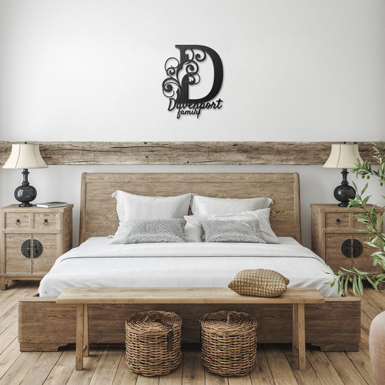 D monogram Personalized Metal Sign - Family Name Wall Art