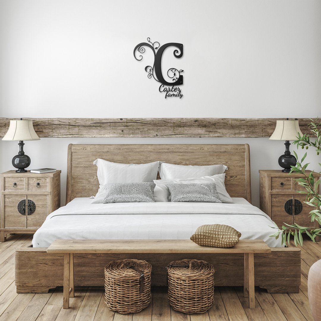 C MONOGRAM Personalized Metal Sign - Family Name Wall Art