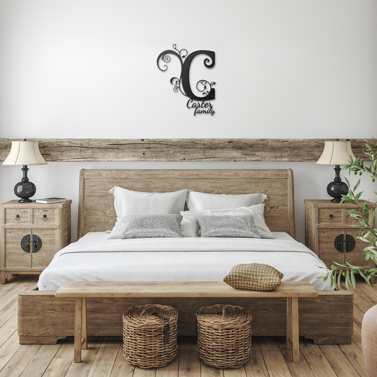 C MONOGRAM Personalized Metal Sign - Family Name Wall Art