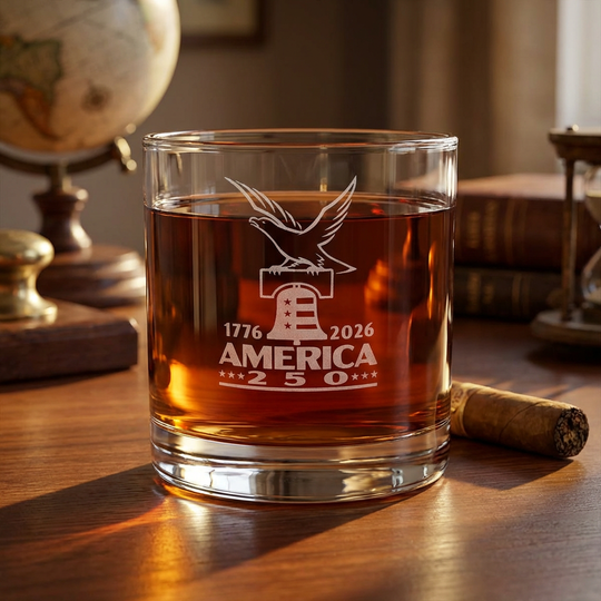 Engraved America 250 Whiskey Glass - Patriotic Gift