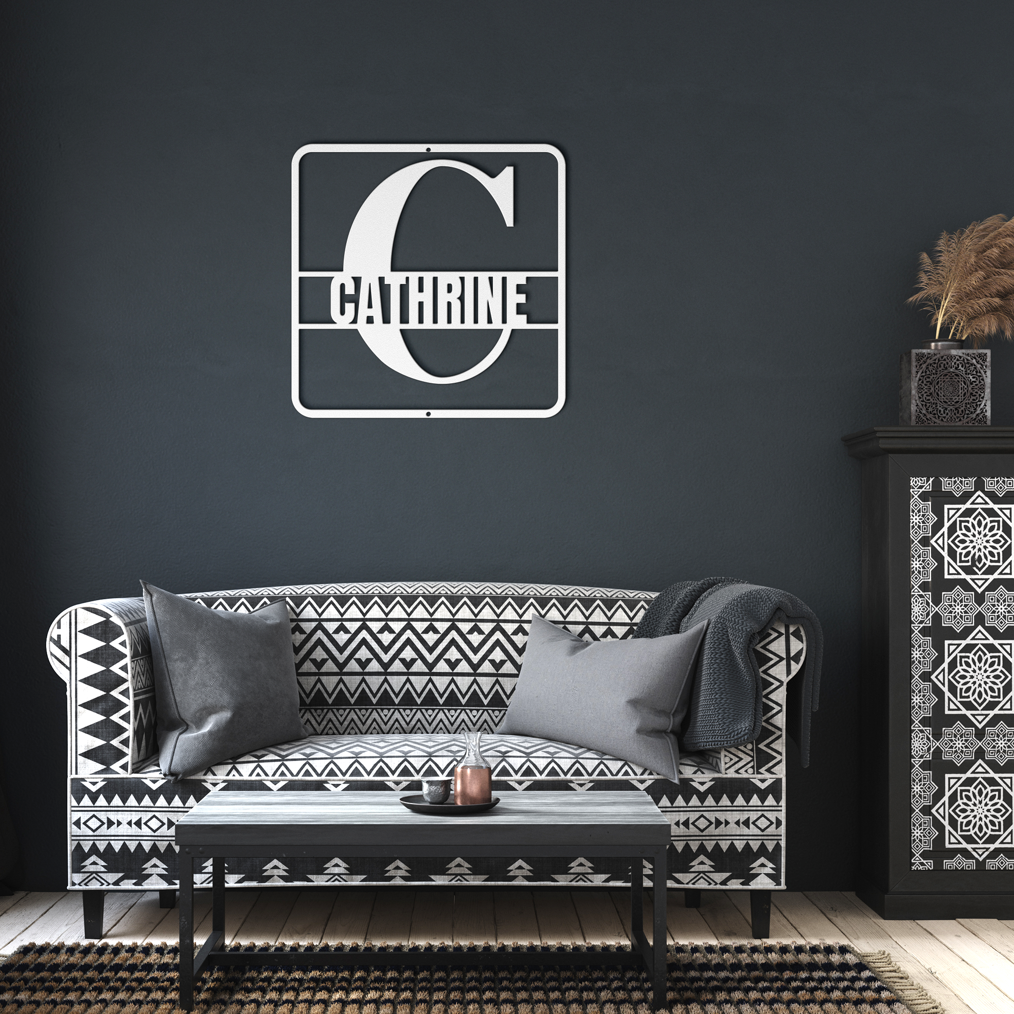 Metal Signs split monogram C personalized - Tailored Wall Expressions