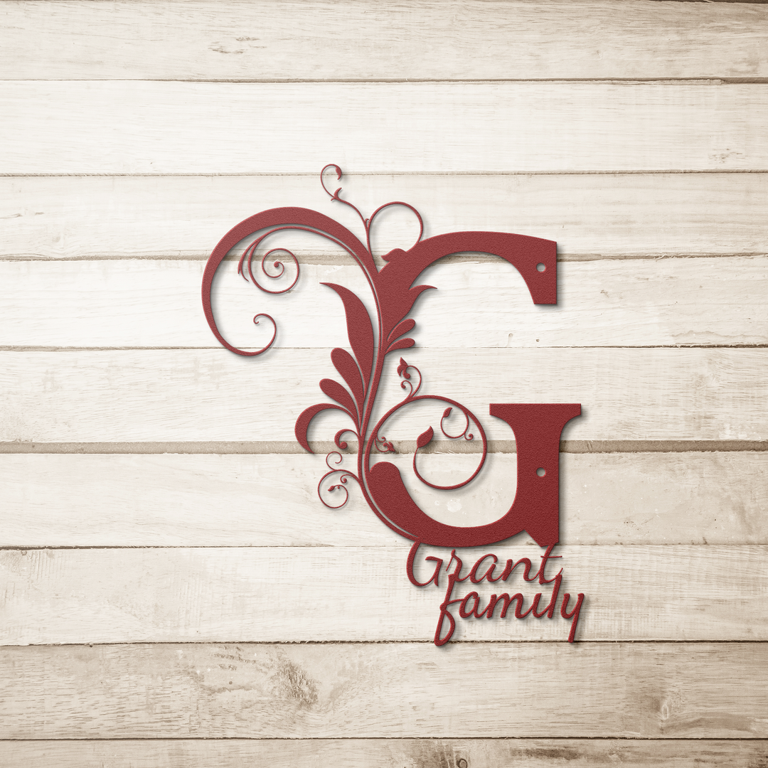 g monogram Personalized Metal Sign - Family Name Wall Art