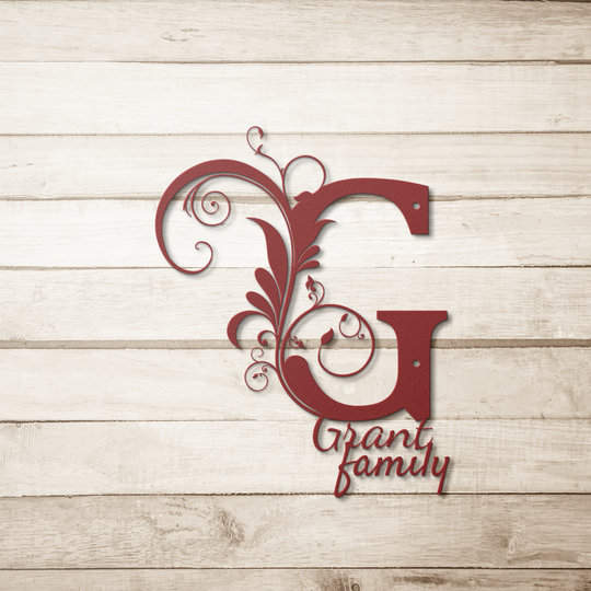 g monogram Personalized Metal Sign - Family Name Wall Art