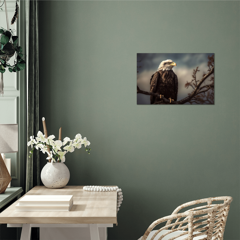 high gloss metal print of a bald eagle