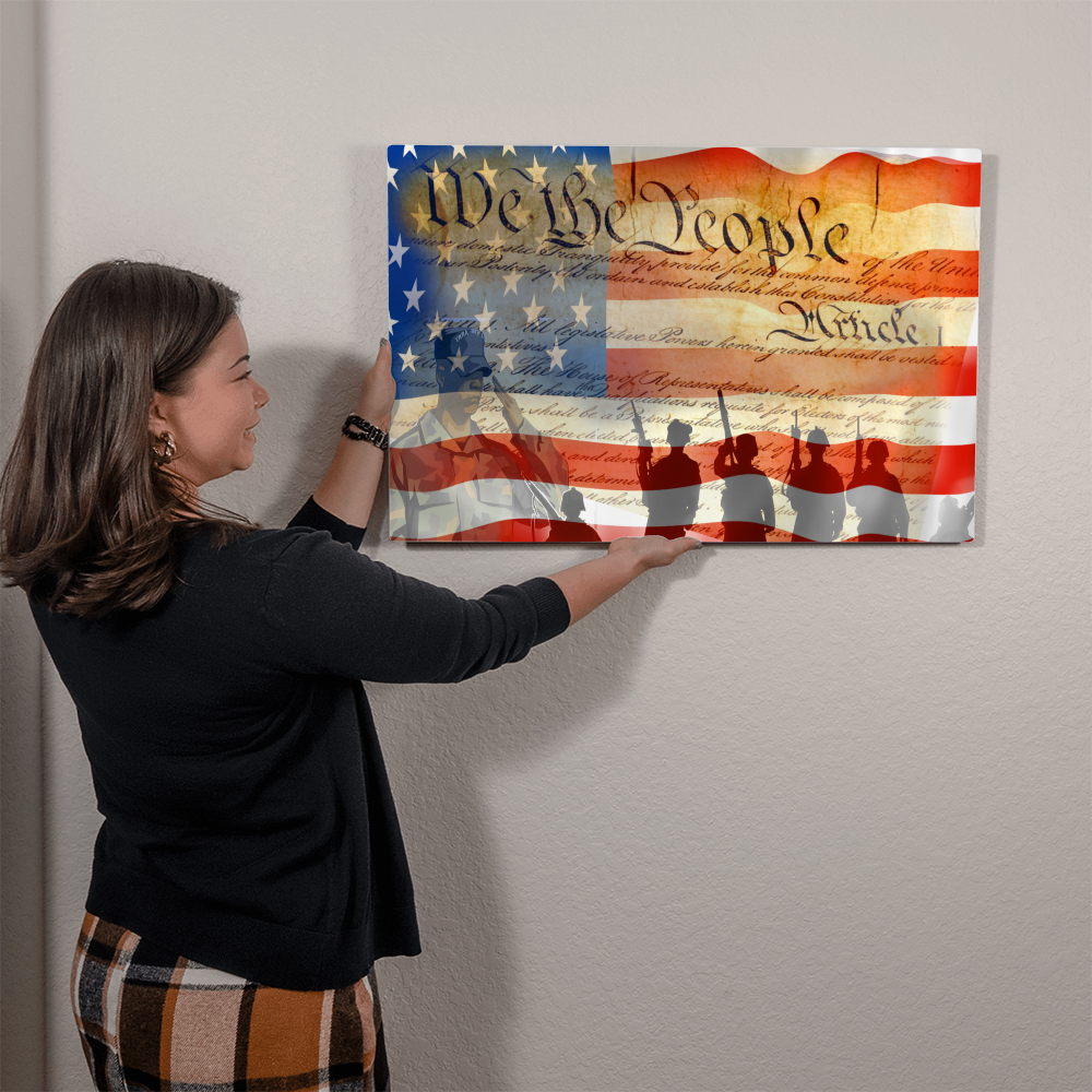 patriotic metal print honoring the military