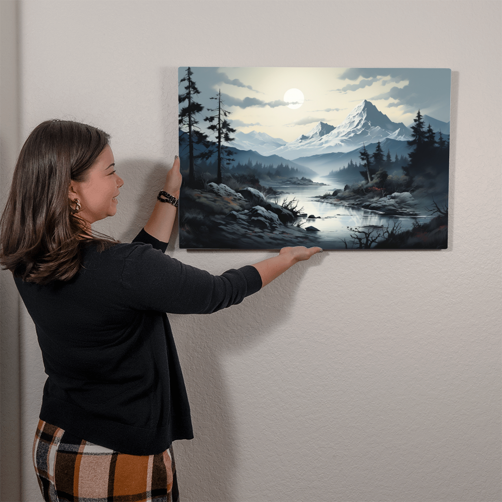 high gloss metal print featuring a mountain scene - Tailored Wall Expressions