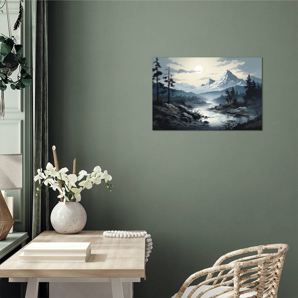 high gloss metal print featuring a mountain scene - Tailored Wall Expressions