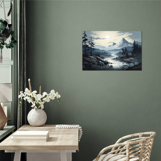 high gloss metal print featuring a mountain scene - Tailored Wall Expressions