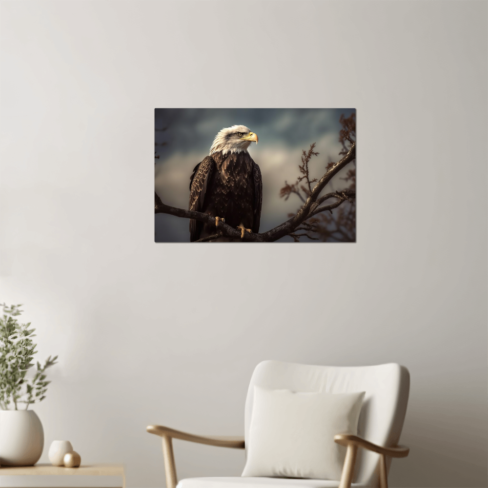 high gloss metal print of a bald eagle