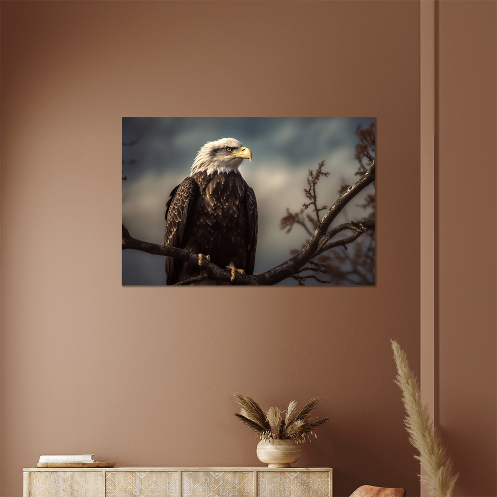 high gloss metal print of a bald eagle