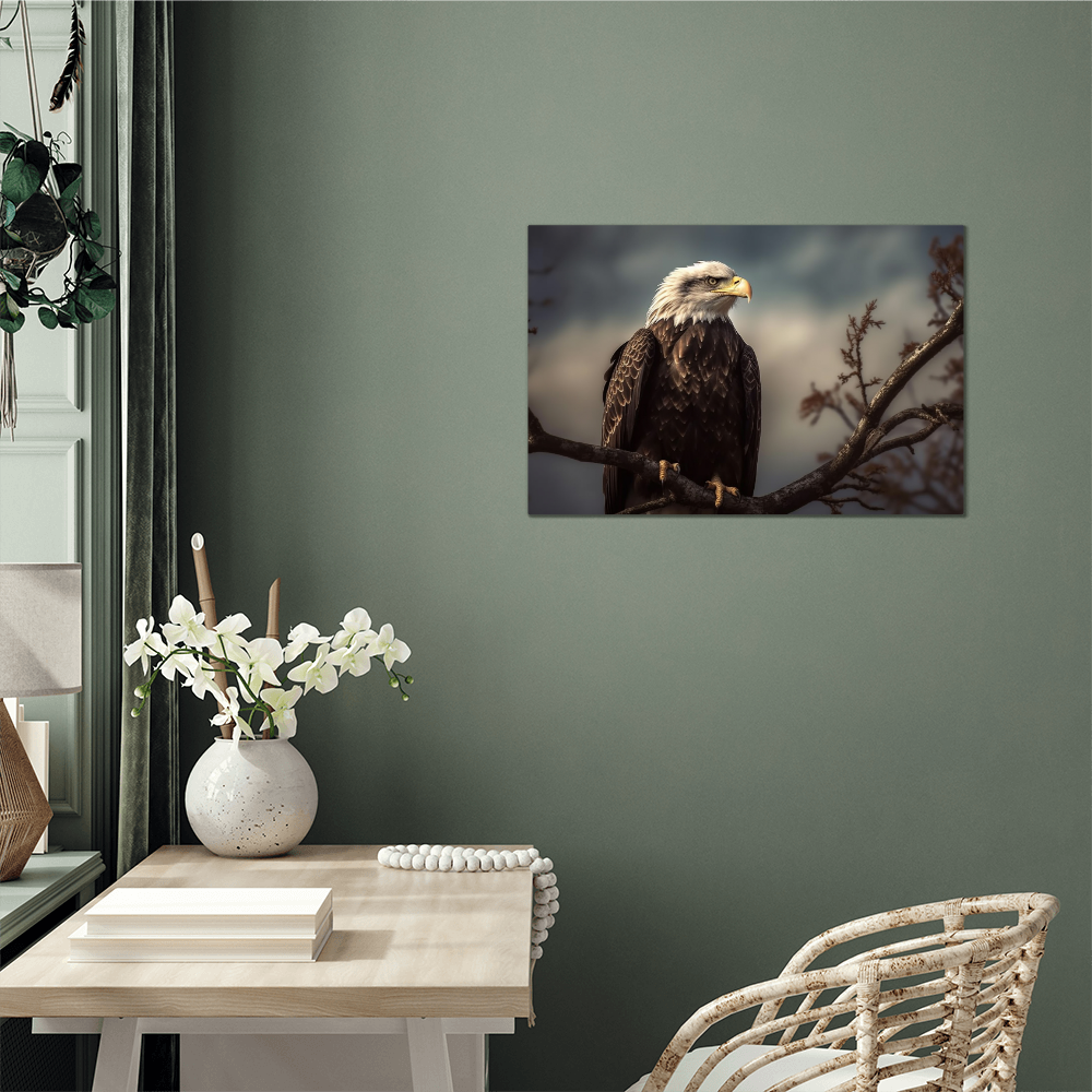 high gloss metal print of a bald eagle