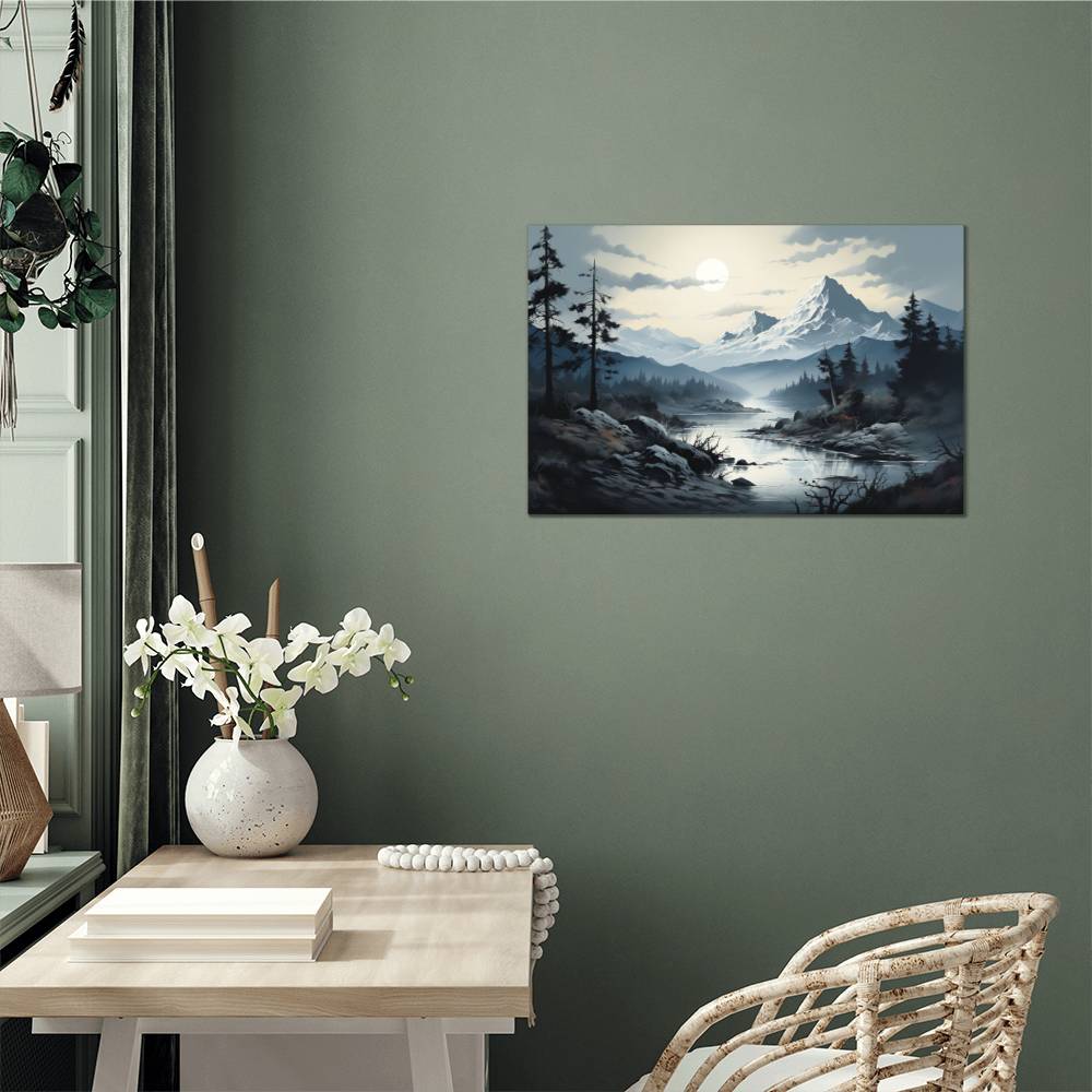 high gloss metal print featuring a mountain scene - Tailored Wall Expressions