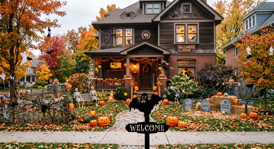 Halloween Ghost Welcome Metal Yard Sign