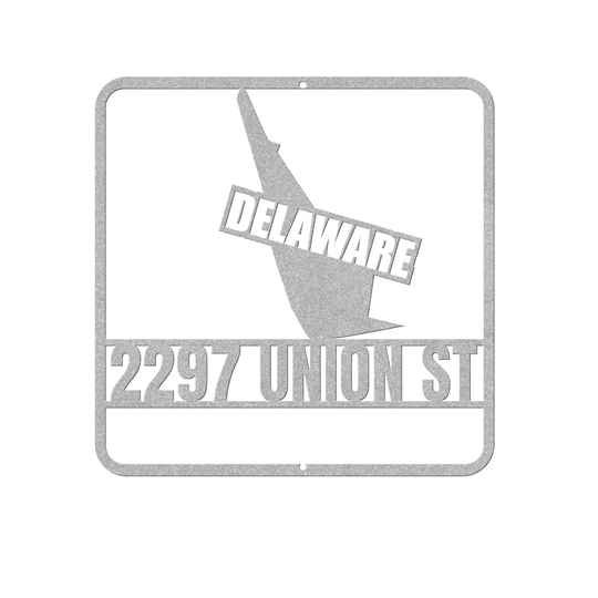 Delaware Custom Metal Address Sign - Personalized Outdoor Plaque