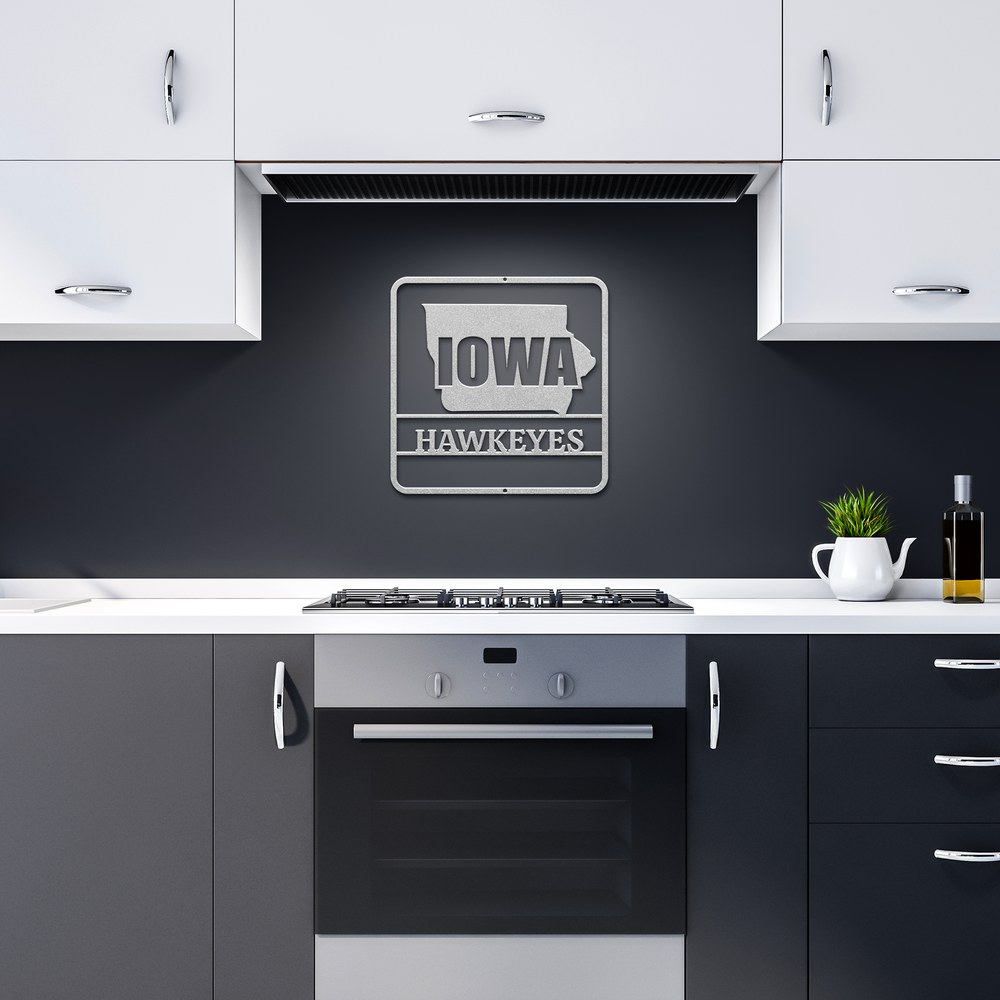 Die-Cut Metal Signs Custom state map of Iowa personalized