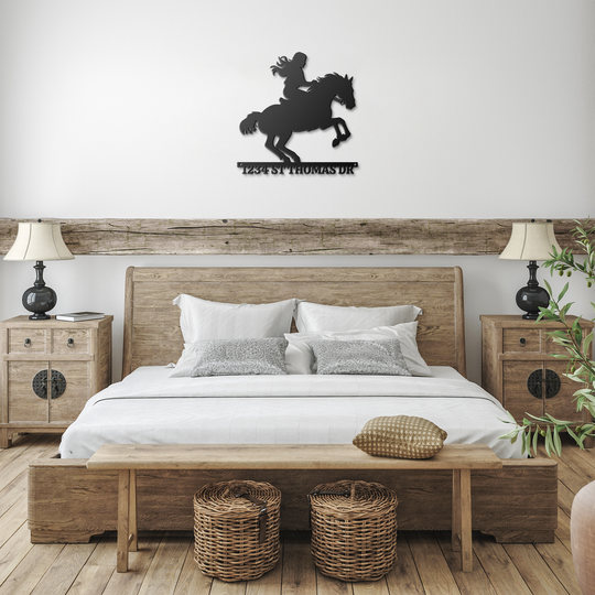 Cowgirl ,Rodeo Die-Cut Metal Signs custom image of cowgirl riding horse personalized address Wall Art AnywherePOD