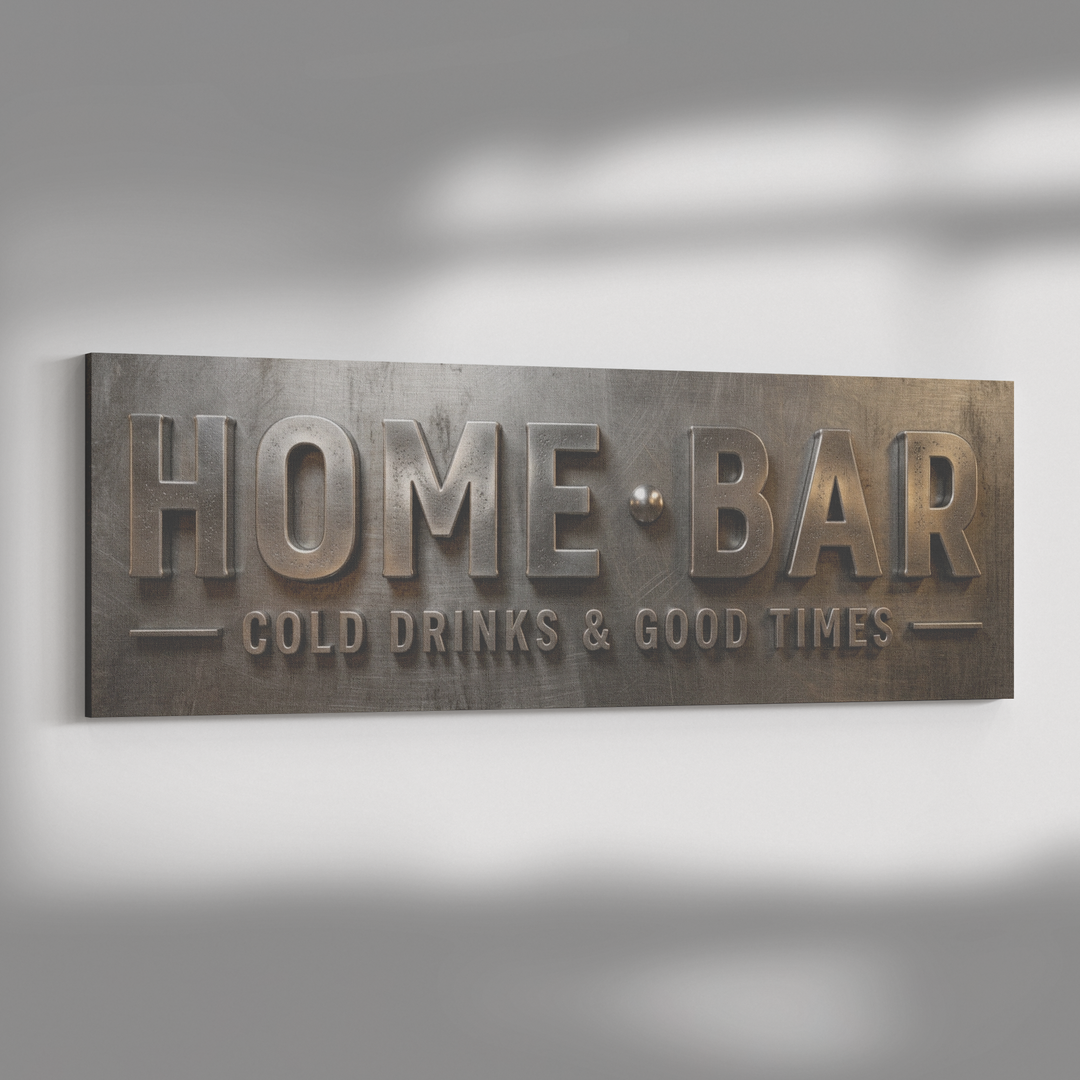 Home Bar Canvas Wall Art, Cold Drinks &amp; Good Times
