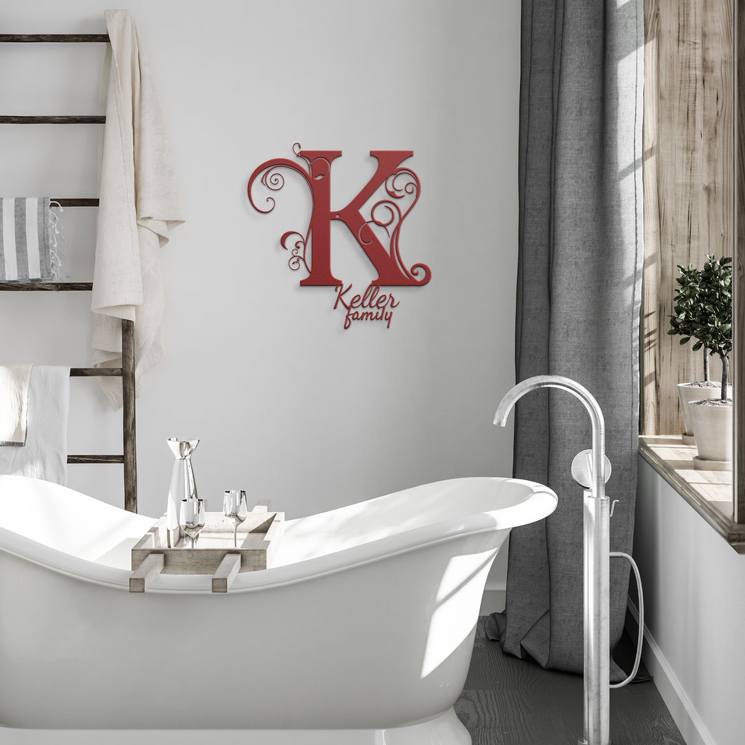 K monogram Personalized Metal Sign - Family Name Wall Art