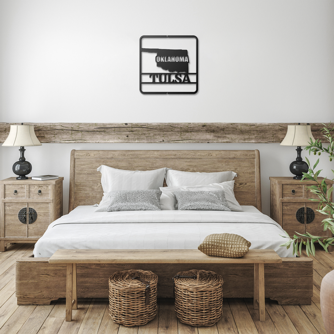 Oklahoma State Map Metal Wall Sign