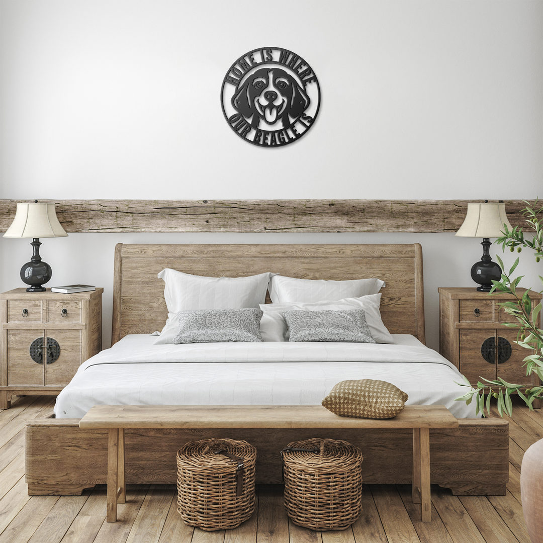 Beagle Dog Metal Sign, Home Is Where My Beagle Is Decor
