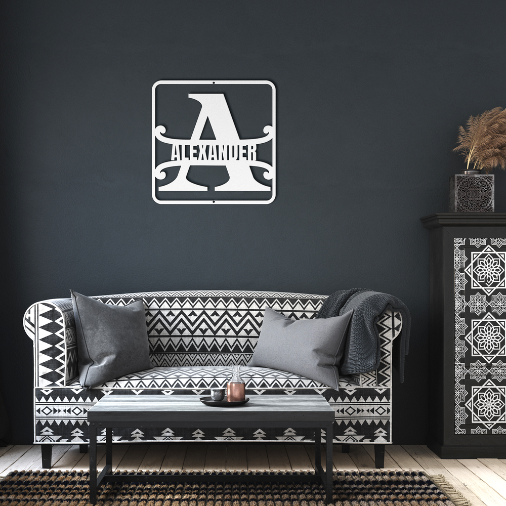 Personalized A Metal Monogram Sign - Initial Decor - Tailored Wall Expressions