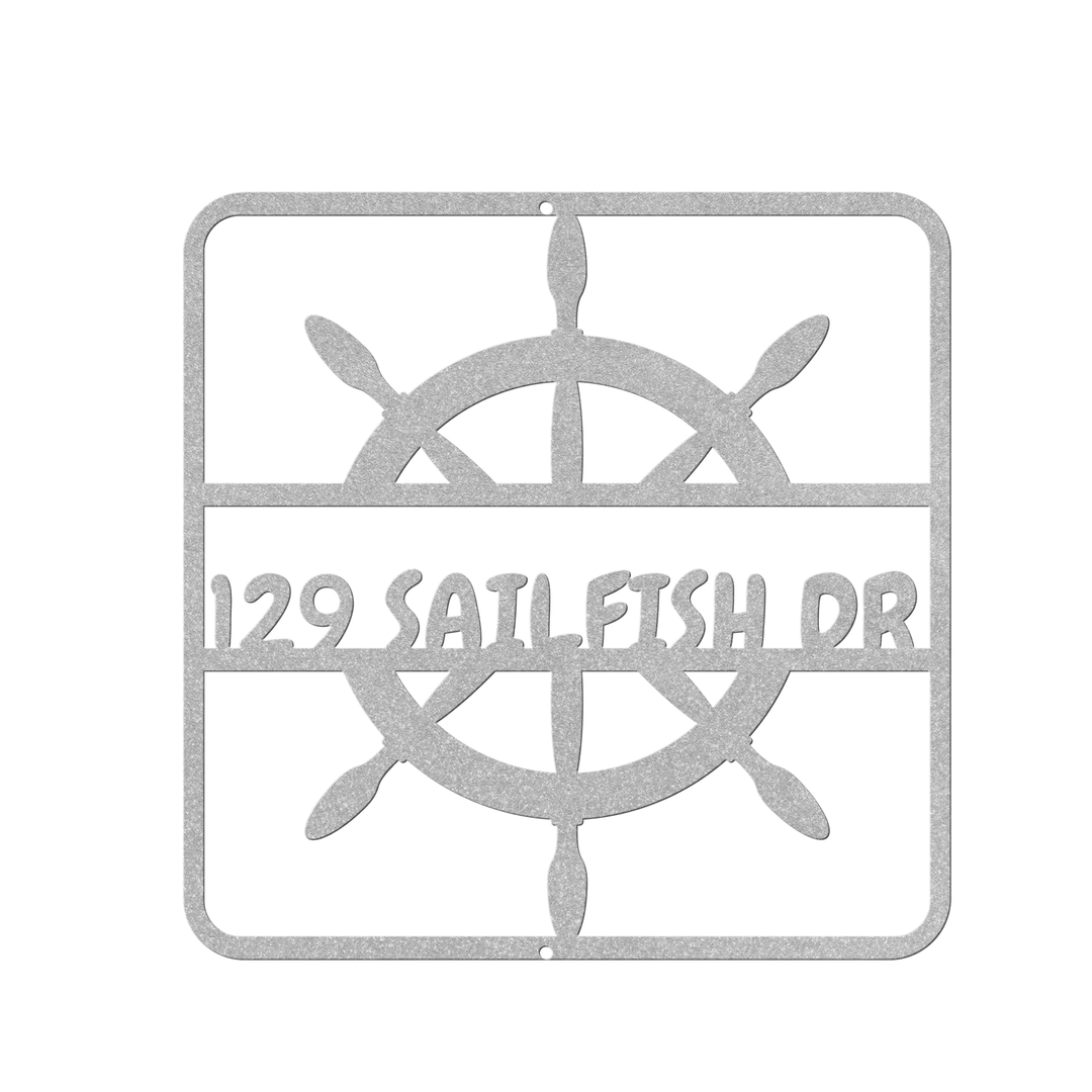 Custom Metal Address Sign - Nautical Outdoor Decor
