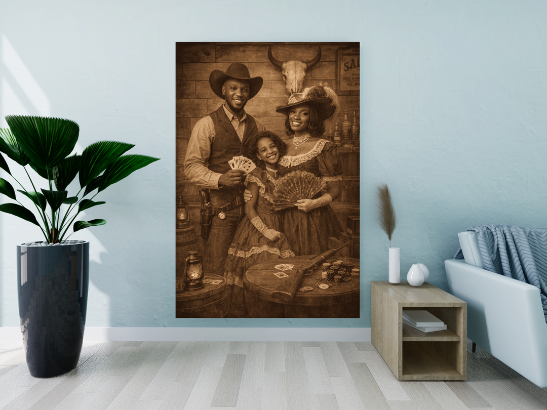 Old West Style Canvas - Personalized Vintage Family Portrait - Tailored Wall Expressions