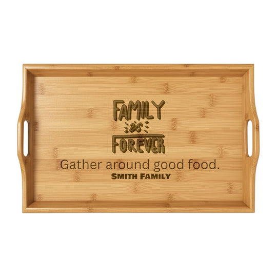 Personalized Bamboo Serving Tray with Handles