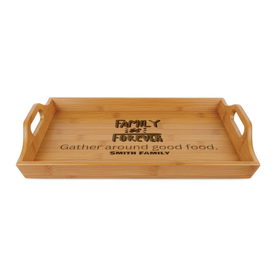 Personalized Bamboo Serving Tray with Handles