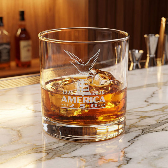 Engraved America 250 Whiskey Glass - Patriotic Gift