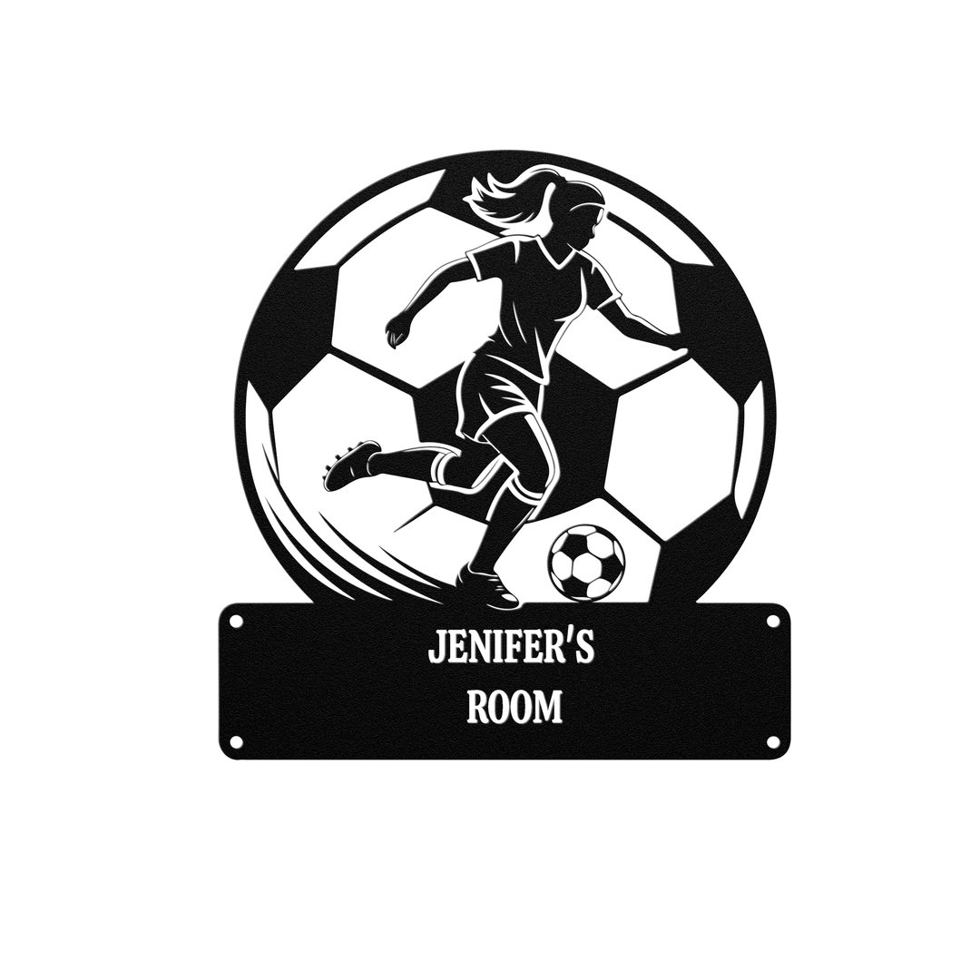 Personalized Soccer Player Metal Wall Art - Custom Sign