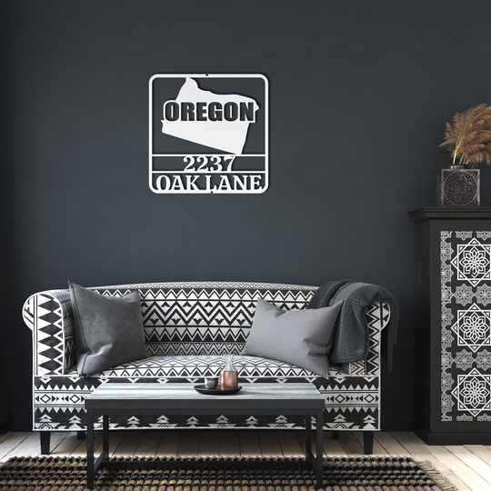 Custom Oregon Address Sign – Personalized Metal Plaque