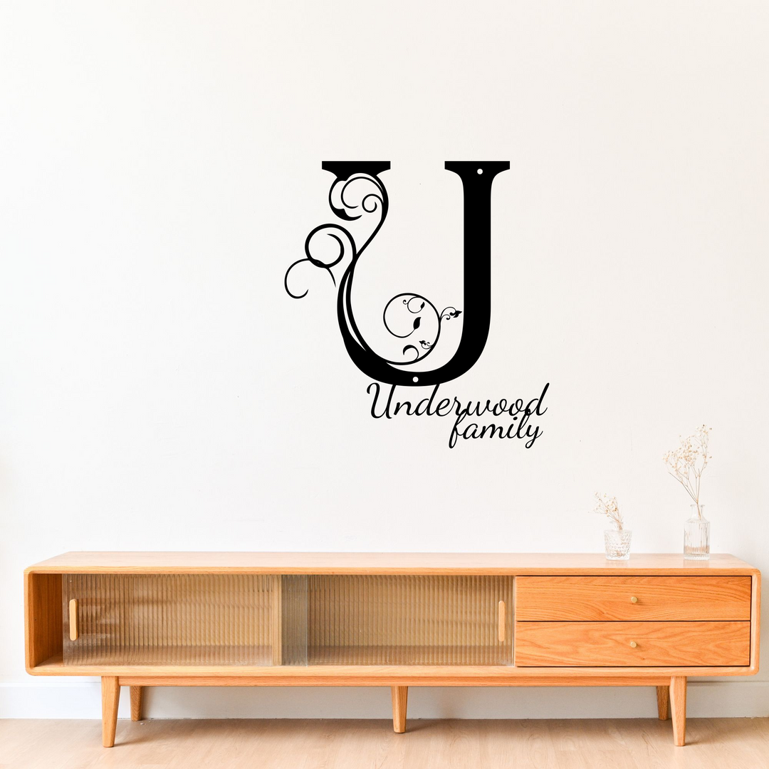 U monogram Personalized Metal Sign - Family Name Wall Art