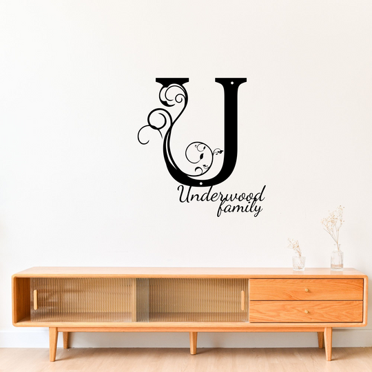 U monogram Personalized Metal Sign - Family Name Wall Art