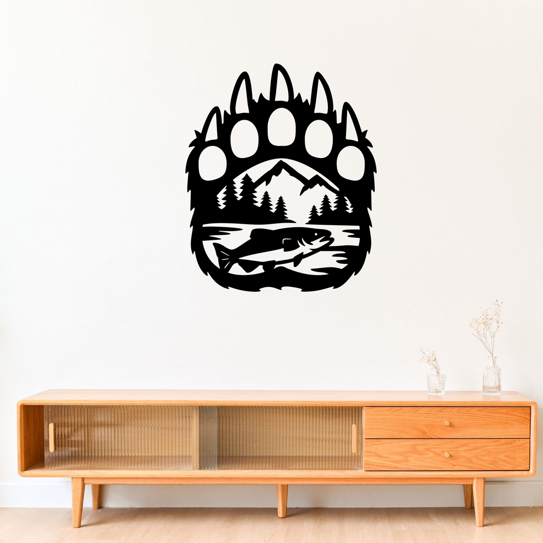 Bear Paw Metal Sign - Wilderness Cabin Decor