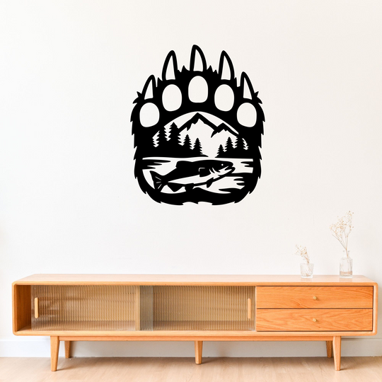 Bear Paw Metal Sign - Wilderness Cabin Decor