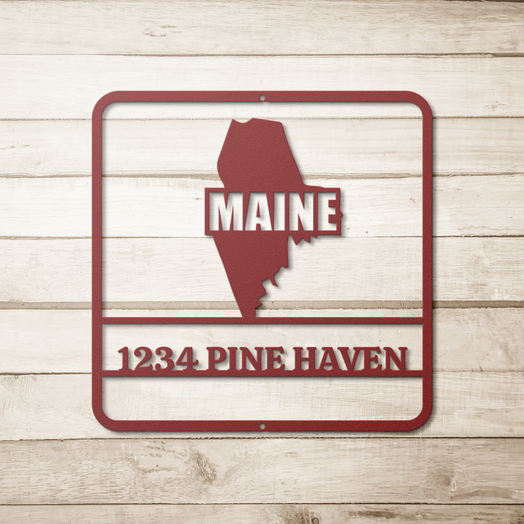 Die-Cut Metal Signs custom map of Maine PERSONALIZED